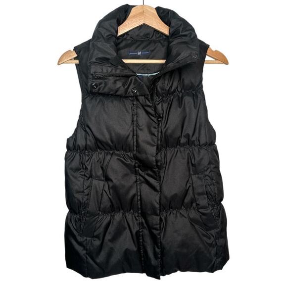 Gap Black Quilted Mock Neck Full Zip & Snaps Closure Down Puffer Vest Size S - Picture 1 of 5